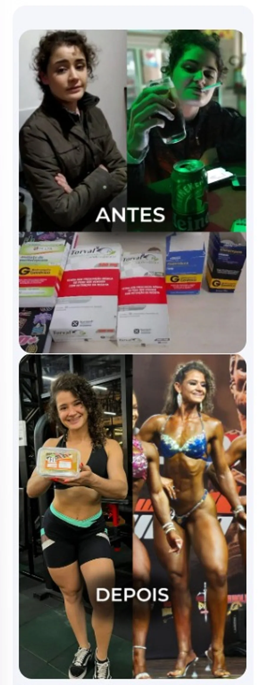 Transformação corporal antes e depois
